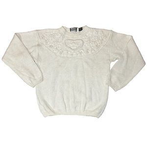 Vintage 90s Gotham Heart Embroidered Sweater Size Medium‎